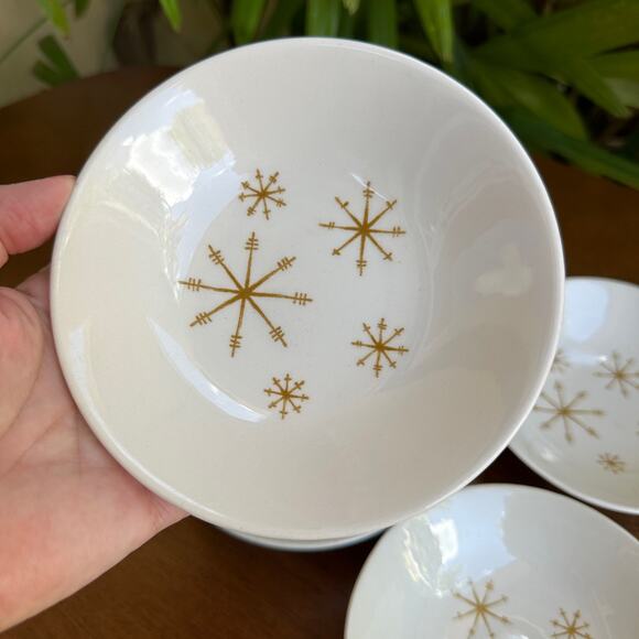 Set of 3 Vtg Star Glow Royal China Sebring Saucers Atomic Starburst MCM - Picture 5 of 5